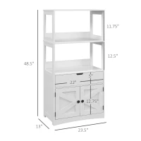 kleankin Farmhouse Bathroom Storage Cabinet, Linen Cabinet with Drawer and Shelves, 23.5" x 13" x 48.5", White(m-3)