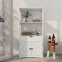 kleankin Farmhouse Bathroom Storage Cabinet, Linen Cabinet with Drawer and Shelves, 23.5" x 13" x 48.5", White(m-7)