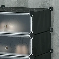 HOMCOM 6-Tier Shoe Rack, 6 Cube Storage Organizer with Doors, DIY 6-Cube Modular Cabinet for Living Room, Black(m-9)