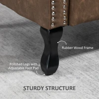 HOMCOM Tufted Lounge Chair, Upholstered Chesterfield-style Armchair with Solid Wood Legs and Nail Head Trim, Brown(m-6)