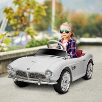 Aosom 12V Electric Car for Kids with Remote Control, Easy Transport, Lights, MP3, Suspension System, White(m-1)
