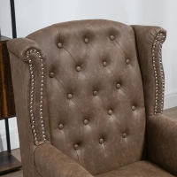HOMCOM Tufted Lounge Chair, Upholstered Chesterfield-style Armchair with Solid Wood Legs and Nail Head Trim, Brown(m-7)