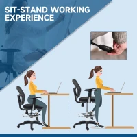 Vinsetto Tall Office Chair, Drafting Chair with Swivel Wheels, Adjustable Height and Footrest Ring, Black(m-5)