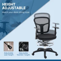 Vinsetto Tall Office Chair, Drafting Chair with Swivel Wheels, Adjustable Height and Footrest Ring, Black(m-4)