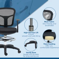 Vinsetto Tall Office Chair, Drafting Chair with Swivel Wheels, Adjustable Height and Footrest Ring, Black(m-7)