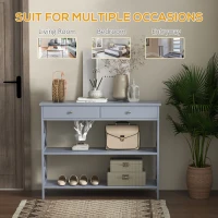 HOMCOM Console Table, Modern Entryway Table with 2 Drawers and 2 Shelves, Sofa Table for Living Room, Hallway, Grey(m-5)