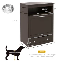 PawHut Pet Feeder Station Storage Cabinet, Dog Food Storage Container with Dog Raised Bowls, Watering Supplies, Gray(m-3)