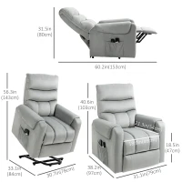 HOMCOM Lift Chair for Elderly, Massage Recliner Chair with 8 Vibration Points, Footrest, Remote Control, Side Pockets, Grey(m-3)