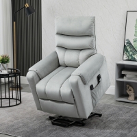HOMCOM Lift Chair for Elderly, Massage Recliner Chair with 8 Vibration Points, Footrest, Remote Control, Side Pockets, Grey