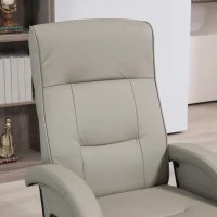 HOMCOM PU Recliner with Footrest, Lounge Chair with 135° Adjustable Backrest, Swivel Wood Base, Padded Seat & Armrests for Living Room, Gray(m-8)