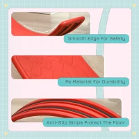 Qaba 32.3" Balance Board, Wobble Board Kids Curvy Rocker Board, Ended Preschool Learning Montessori Waldorf Toy, Red(m-6)