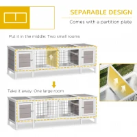 PawHut Rabbit Hutch, Bunny Cage, Guinea Pig House with Pull-Out Tray, and Divided Board for Indoor, White(m-6)