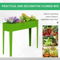 Outsunny 39" x 12" x 34" Raised Garden Bed Raised Garden Flower Bed Plant Kit Vegetable Herb Box with 3 Holes, Green(m-7)