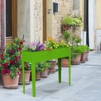 Outsunny 39" x 12" x 34" Raised Garden Bed Raised Garden Flower Bed Plant Kit Vegetable Herb Box with 3 Holes, Green(m-1)