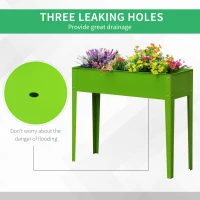 Outsunny 39" x 12" x 34" Raised Garden Bed Raised Garden Flower Bed Plant Kit Vegetable Herb Box with 3 Holes, Green(m-5)