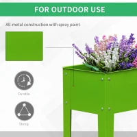 Outsunny 39" x 12" x 34" Raised Garden Bed Raised Garden Flower Bed Plant Kit Vegetable Herb Box with 3 Holes, Green(m-6)