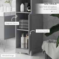 kleankin Tall Bathroom Storage Cabinet, Freestanding Tower Cabinet with Adjustable Shelf, 3 Open Shelves, Grey(m-5)