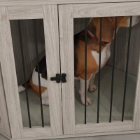 PawHut Corner Dog Crate, Furniture Dog Cages with Cushion for Large-Sized Dog, Indoor Use, Walnut Brown(m-8)