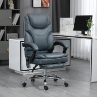 Vinsetto 6 Point Vibration Massage Office Chair, PU Leather Heated Reclining Computer Chair with Footrest, Gray(m-2)