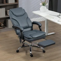 Vinsetto 6 Point Vibration Massage Office Chair, PU Leather Heated Reclining Computer Chair with Footrest, Gray(m-9)