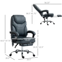 Vinsetto 6 Point Vibration Massage Office Chair, PU Leather Heated Reclining Computer Chair with Footrest, Gray(m-3)