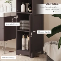 kleankin Tall Bathroom Storage Cabinet, Freestanding Tower Cabinet with Adjustable Shelf, 3 Open Shelves, Dark Brown(m-5)