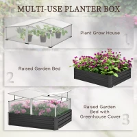 Outsunny Galvanized Raised Garden Bed with Greenhouse, Flowers, Vegetables for Patio, 49.6" x 42.1" x 26.6", Dark Gray(m-4)