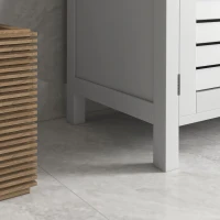 kleankin Modern Bathroom Storage Cabinet, Linen Cabinet with Slatted Doors and 3 Open Shelves, 23.6" x 11.8" x 48", White(m-10)