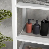 kleankin Modern Bathroom Storage Cabinet, Linen Cabinet with Slatted Doors and 3 Open Shelves, 23.6" x 11.8" x 48", White(m-9)