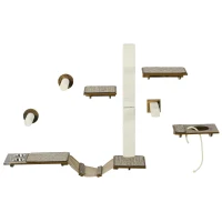 PawHut 8 Piece Cat Wall Shelves for Climbing, Sleeping, Playing, Brown(m-1)