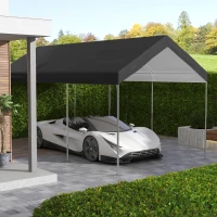 Outsunny 20' x 10' Carport Replacement Canopy for Model 84C-207WT or 84C-386V00WT with Ball Bungee Cords, Gray (Only Cover)(m-2)
