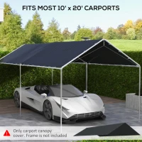 Outsunny 10 x 20ft Carport Roof, UV Resistant Canopy Replacement Cover with Ball Bungee Cords, Dark Gray(m-4)
