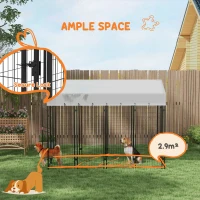 PawHut 7.8' x 6' Outdoor Dog Kennel with Waterproof Cover, Extra Large Dog Playpen, Durable with Two Part Door Design, Silver, for Large Dogs & Pets(m-7)