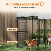 PawHut 7.8' x 6' Outdoor Dog Kennel with Waterproof Cover, Extra Large Dog Playpen, Durable with Two Part Door Design, Silver, for Large Dogs & Pets(m-5)