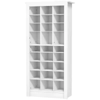 HOMCOM 58" Shoe Storage Cabinet with Adjustable Shelves for 27 Pairs, Narrow Shoe Organizer for Entryway, Hallway, White(m-1)