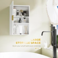 kleankin Bathroom Medicine Cabinet, Modern Wall Cabinet with Adjustable Shelves and Single Door for Laundry Room(m-4)