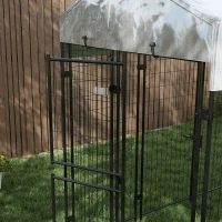 PawHut 7.8' x 6' Outdoor Dog Kennel with Waterproof Cover, Extra Large Dog Playpen, Durable with Two Part Door Design, Silver, for Large Dogs & Pets(m-8)