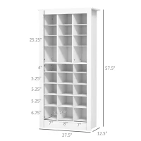 HOMCOM 58" Shoe Storage Cabinet with Adjustable Shelves for 27 Pairs, Narrow Shoe Organizer for Entryway, Hallway, White(m-3)