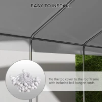 Outsunny 20' x 10' Carport Replacement Canopy for Model 84C-207WT or 84C-386V00WT with Ball Bungee Cords, White (Only Cover)(m-5)