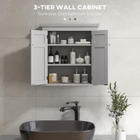 kleankin Bathroom Cabinet, Medicine Cabinet, Over Toilet Storage Cabinet with Adjustable Shelves for Entryway, Grey(m-4)