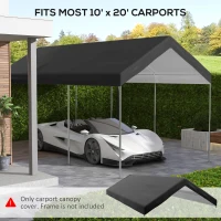 Outsunny 20' x 10' Carport Replacement Canopy for Model 84C-207WT or 84C-386V00WT with Ball Bungee Cords, Gray (Only Cover)(m-4)