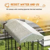 PawHut 7.8' x 6' Outdoor Dog Kennel with Waterproof Cover, Extra Large Dog Playpen, Durable with Two Part Door Design, Silver, for Large Dogs & Pets(m-4)
