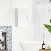 kleankin Bathroom Medicine Cabinet, Modern Wall Cabinet with Adjustable Shelves and Single Door for Laundry Room(m-7)
