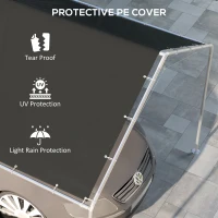 Outsunny 10 x 20ft Carport Roof, UV Resistant Canopy Replacement Cover with Ball Bungee Cords, Dark Gray(m-6)