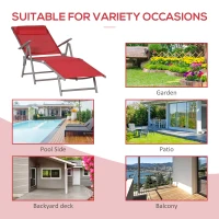 Outsunny Outdoor Folding Chaise Lounge Chair Steel Portable Recliner with 7 Adjustable Backrest Positions, Red(m-7)