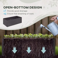 Outsunny Galvanized Raised Garden Bed, Steel Outdoor Planters with Reinforced Rods, 71" x 35" x 23", Dark Grey(m-4)