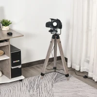 HOMCOM Industrial Tripod Floor Lamp for Living Room Bedroom, Vintage Standing Reading Lamp with Wooden Metal Legs for Home and Office, Black(m-1)