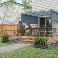 Outsunny Set of 2 Raised Garden Bed, Steel Elevated Planter Box for Flowers, Herbs, Succulents, 39"x39"x12", Dark Grey(m-11)