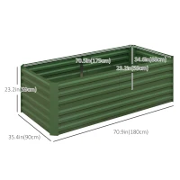 Outsunny Galvanized Raised Garden Bed, Steel Outdoor Planters with Reinforced Rods, 71" x 35" x 23", Green(m-3)