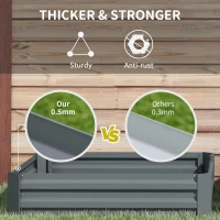 Outsunny Set of 2 Raised Garden Bed, Steel Elevated Planter Box for Flowers, Herbs, Succulents, 39"x39"x12", Dark Grey(m-6)